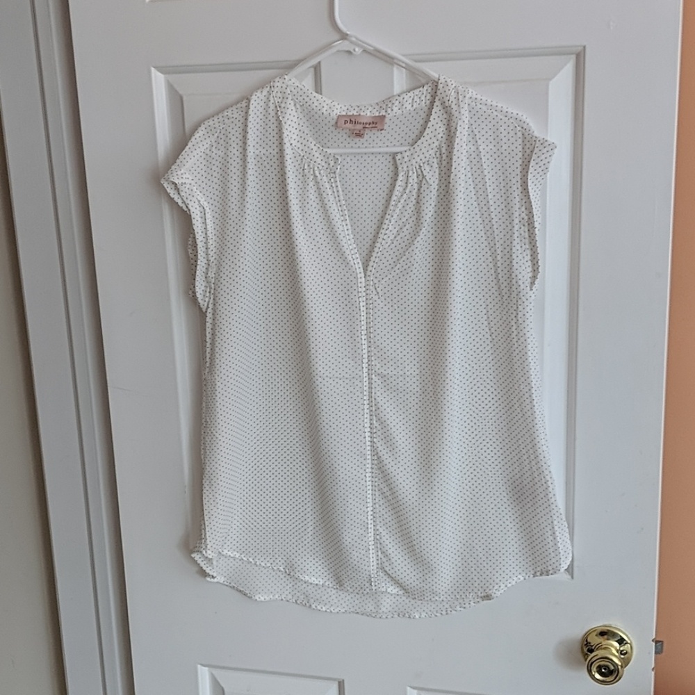 White Polka Dot Business Casual Top